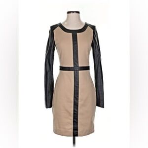 Women’s Love & Liberty Beige Colorblock Lamb Leather Trim Dress - Size S